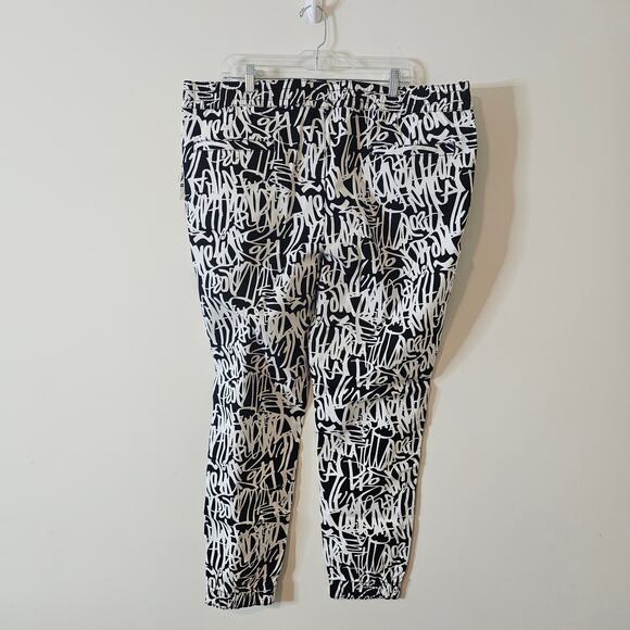 Fresh Prints of Bel-air Black White Stretch Twill Jogger Pants Size 3XL - Picture 2 of 5